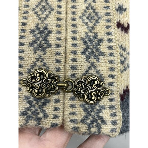 Vintage Susan Bristol 100% Wool Cardigan Sweater Size Medium Nordic Fair Isle - Picture 6 of 8